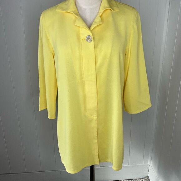 Female Vanex Designed by Paris Womens Size Medium Popover Top Yellow Textured - Picture 1 of 12